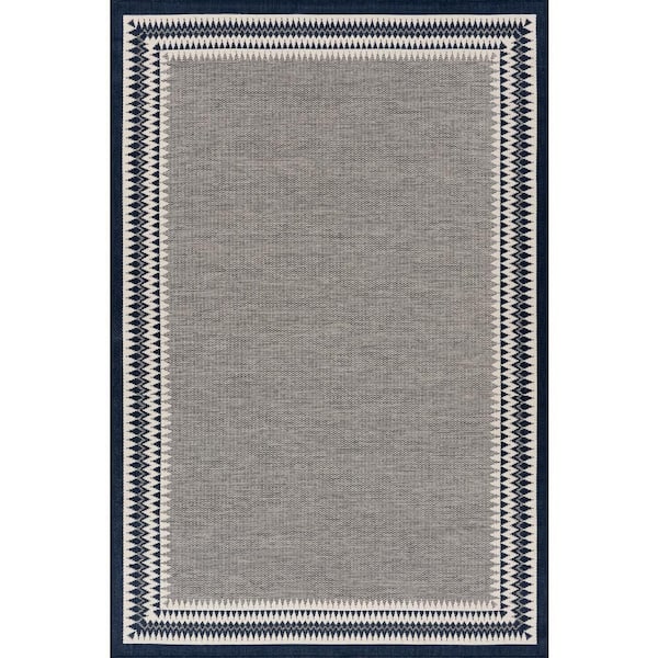 Mirelia Bordered Navy 6.7 X 9 ft. Outdoor Area Rug
