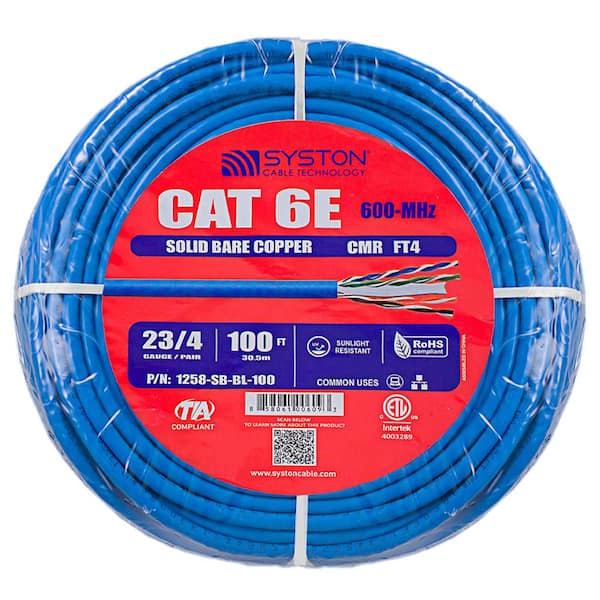 Syston Cable Technology Cat6 100 ft. Blue 23-4 Riser Twisted Pair Cable