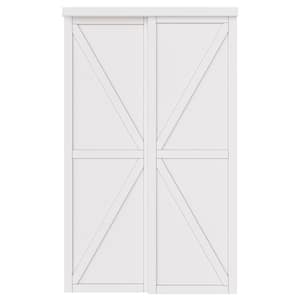 48 in. x 80 in. 2-Panel K Finished White MDF Sliding Door with Hardware