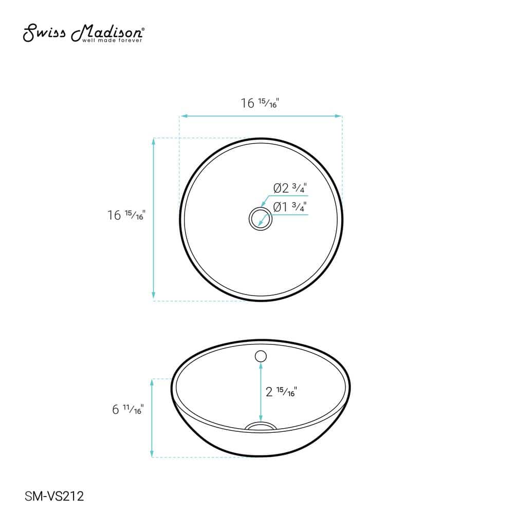 Sublime Round White Ceramic Above-Counter Vessel Sink
