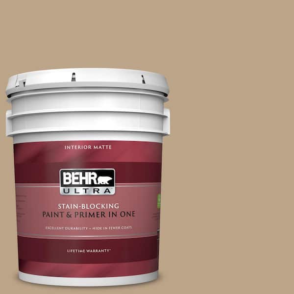 BEHR ULTRA 5 gal. #UL170-4 Gobi Tan Matte Interior Paint and Primer in One