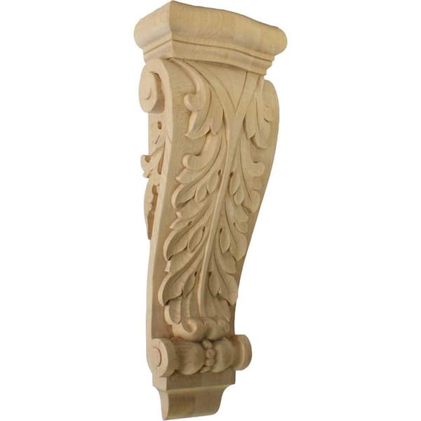 Ekena Millwork 7 in. x 4 in. x 20 in. Unfinished Lindenwood Large Farmingdale Acanthus Pilaster Corbel