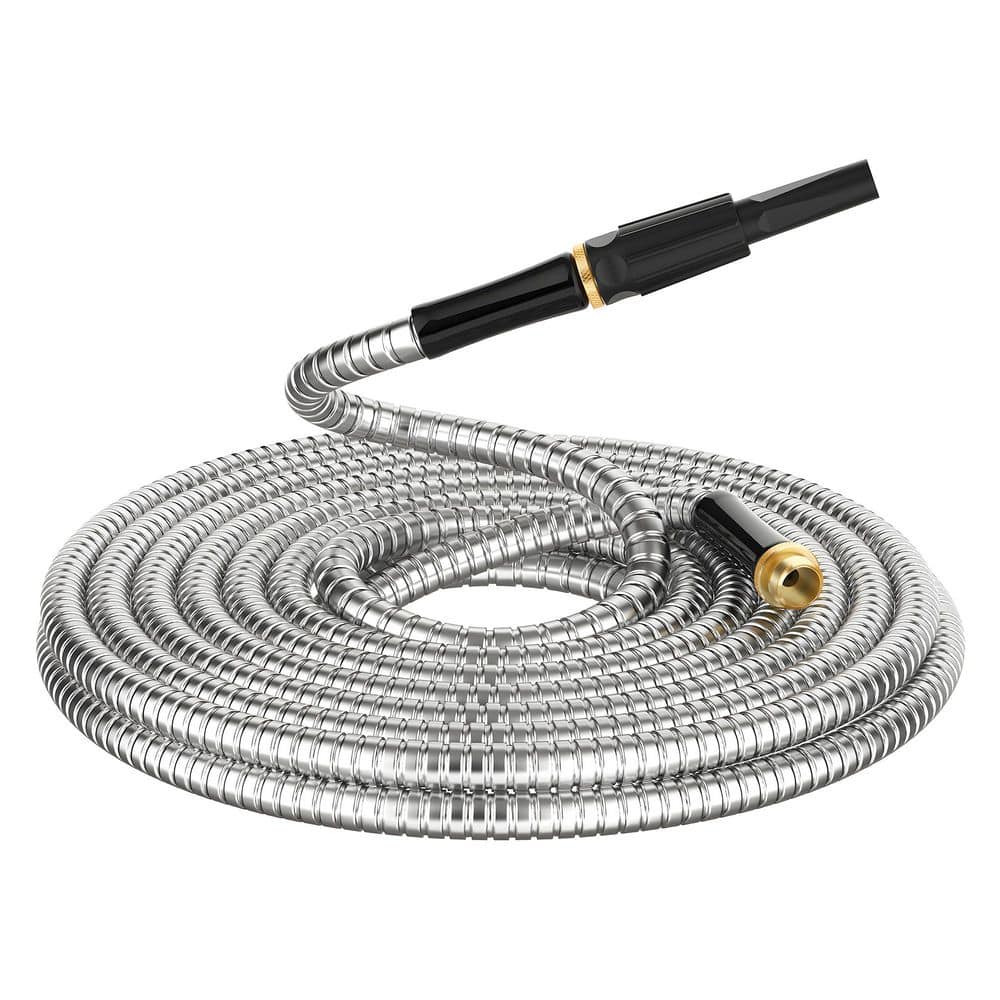 5/8 in. dia.  x 50 ft Heavy-Duty Metal Garden Hose with Sprayer Nozzle, Kink-Free Flexible Stainless Steel Water Hose price history on PriceWatchPro