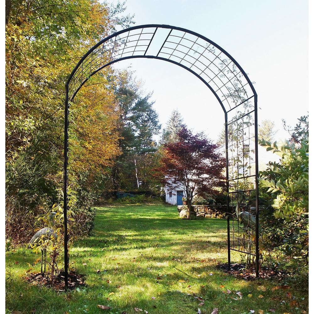 Graphite Powder Coated Tall Metal Garden Arbor