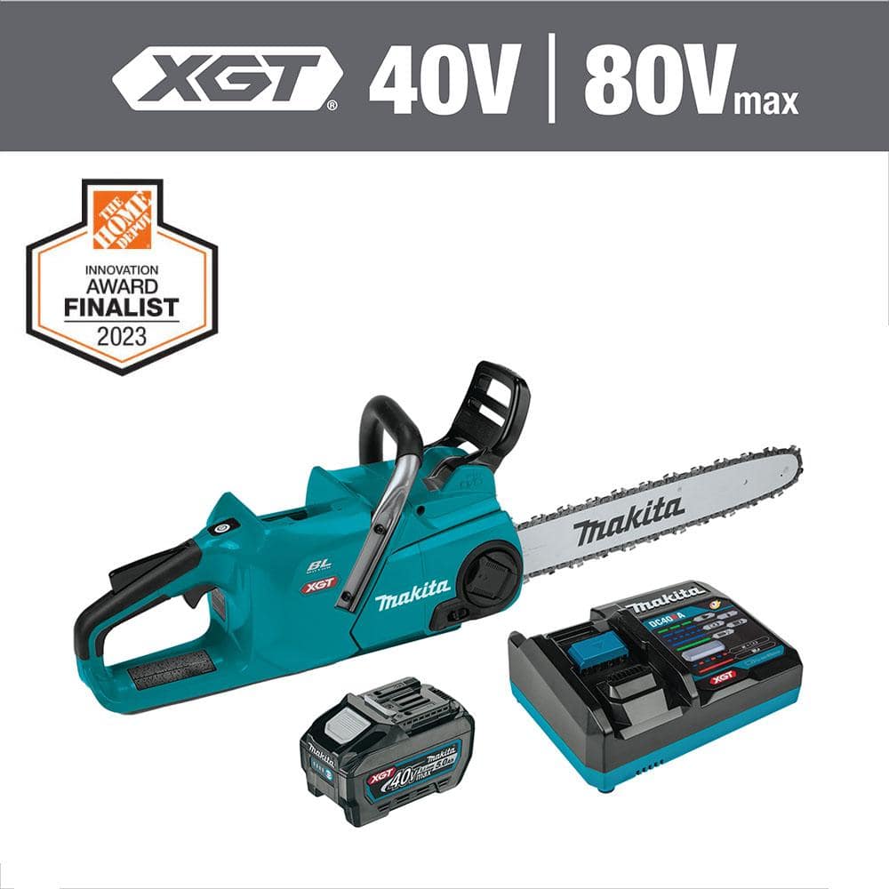 Makita XGT 18 in. 40V max Brushless Electric Cordless Battery Chainsaw ...