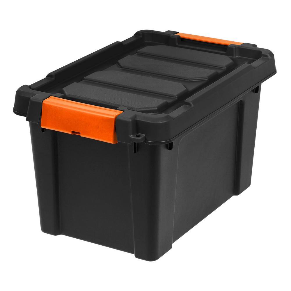 22 Qt. Black Heavy-Duty Stackable Storage Bin Set of 4