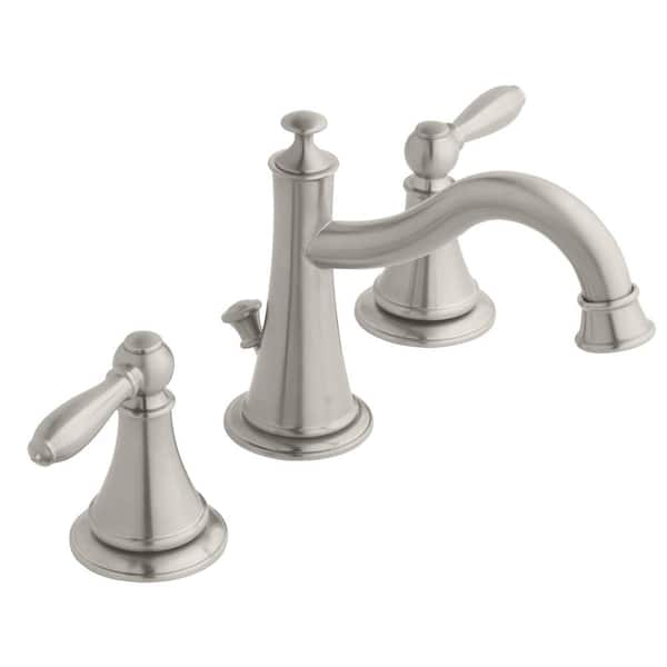 Glacier Bay Varina 8 in. Widespread Double-Handle High-Arc Bathroom Faucet in Brushed Nickel