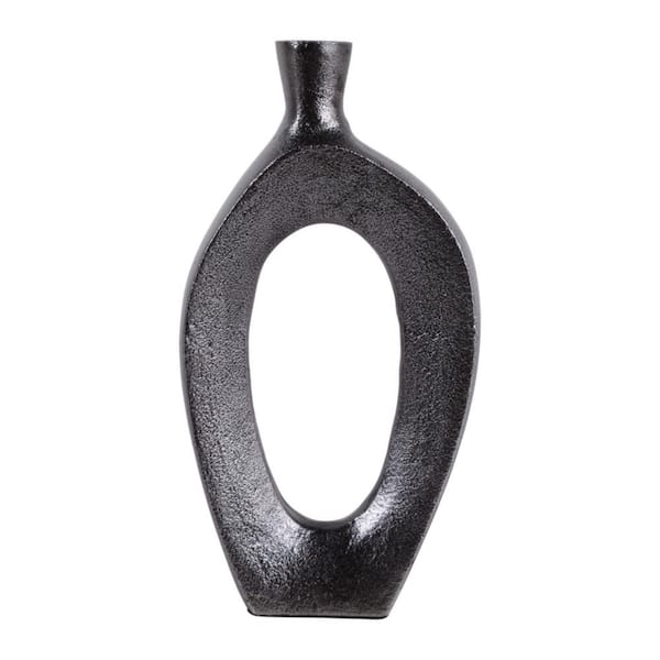 7.5 in. Black Metal Open Cut-Out Tall Bud Decorative Vase