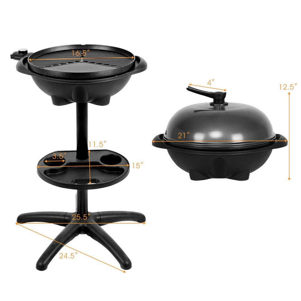 1350-Watt Outdoor Garden Camping BBQ Electric Grill in Black with 4 Temperature Setting