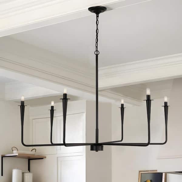 Modern 6-Light Black Transitional Candlestick Kitchen Island Chandelier