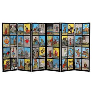 4 ft. Short Rider-Waite Tarot Canvas 6-Panel Folding Screen