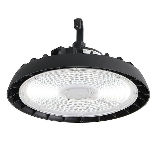 12 in. 200-Watt Equivalent Integrated LED Black High Bay Light Indoor/Outdoor UFO Light with 26000 Lumens 5000K