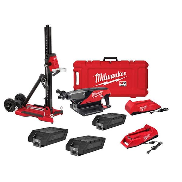 Milwaukee MX FUEL Lithium-Ion Cordless Handheld Core Drill Kit with Stand, (4) Batteries and (2) Chargers