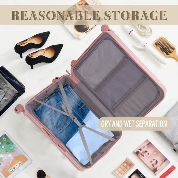 Boyel Living 3-Piece Pink ABS Plastic Hardside Spinner Luggage Set