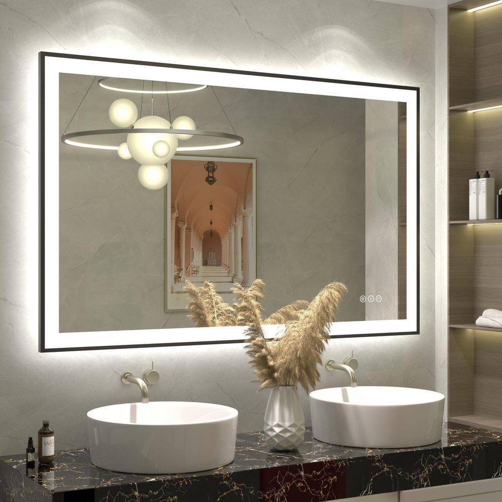 48 in.W x 30 in.H Rectangular Framed UL Certified Front and Back LED Anti-Fog Tempered Glass Wall Bathroom Vanity Mirror price history on PriceWatchPro