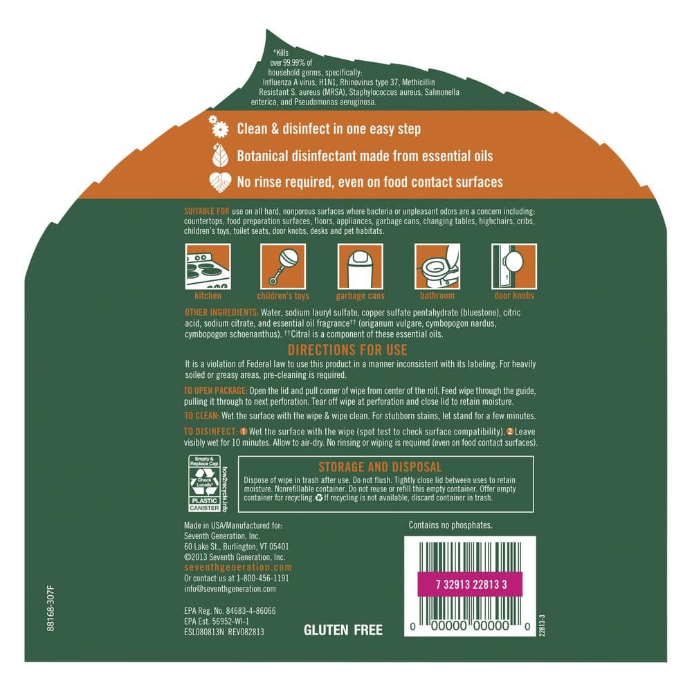 Lemongrass Scent Disinfecting and Cleaning Wipes (70-Count), 6 per Carton