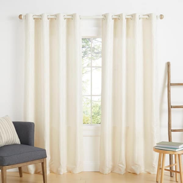 EXCLUSIVE HOME Finesse Ivory Floral Light Filtering 54 in. x 84 in. Grommet Top Curtain Panel (Set of 2)