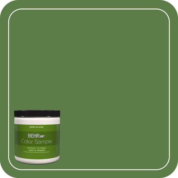 BEHR PREMIUM PLUS 8 oz. #440D-6 Grassy Field Semi-Gloss Interior/Exterior Paint & Primer Color Sample