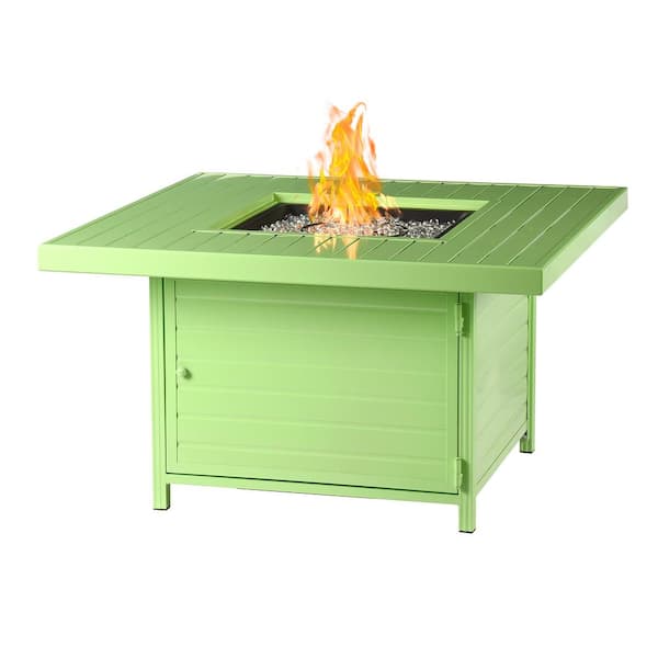 Oakland Living 42 In X Green, Propane Fire Pit Table With Glass Beads