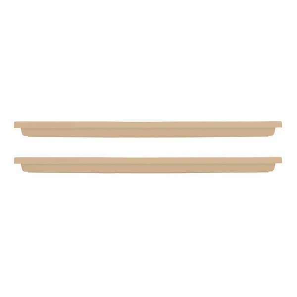 THE HC COMPANIES Venetian 30 in. Rectangular Tan Flower Box Saucer, Plastic (2-Pack)