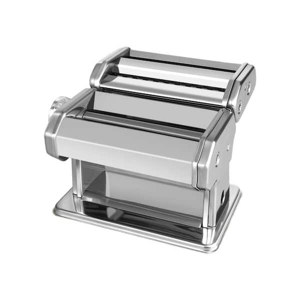 Stainless Steel Pasta Maker w 7 Thickness Settings, 2-in-1 Cutter for Spaghetti, Fettuccine Lasagna Hand Crank and Clamp