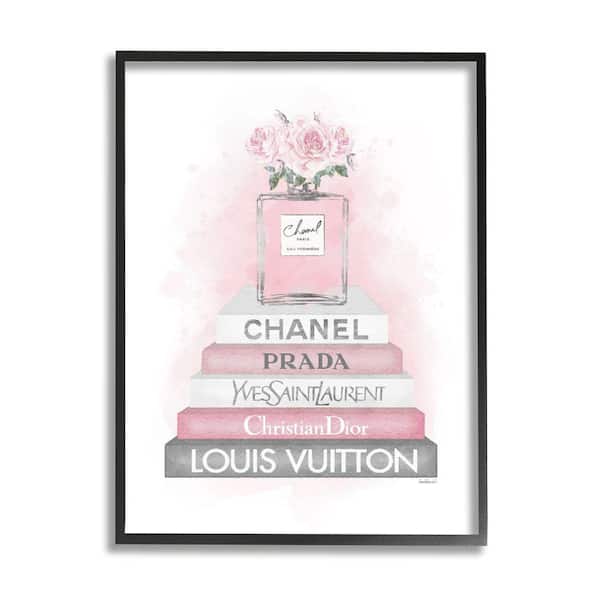 Stupell Industries "Pink Roses Perfume Bottle Glam Fashion Bookstack" by Amanda Greenwood Framed Nature Wall Art Print 16 in. x 20 in.