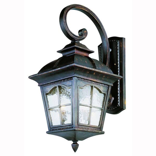 Bel Air Lighting Briarwood 4-Light Antique Rust Outdoor Wall Light Sconce Lantern with Water Glass