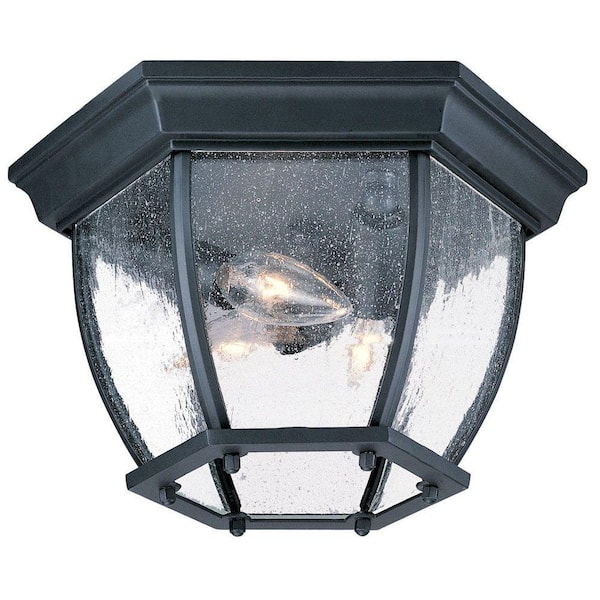 Acclaim Lighting Flushmount Collection Ceiling-Mount 3-Light Matte Black Outdoor Light Fixture