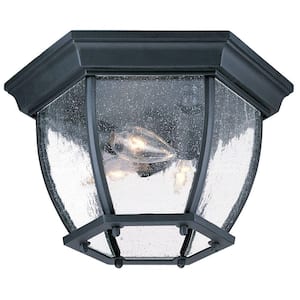 Flushmount Collection Ceiling-Mount 3-Light Matte Black Outdoor Light Fixture