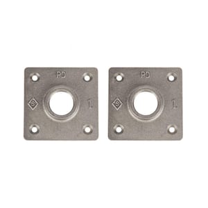 1 in. Black Iron Square Flange (2-Pack)