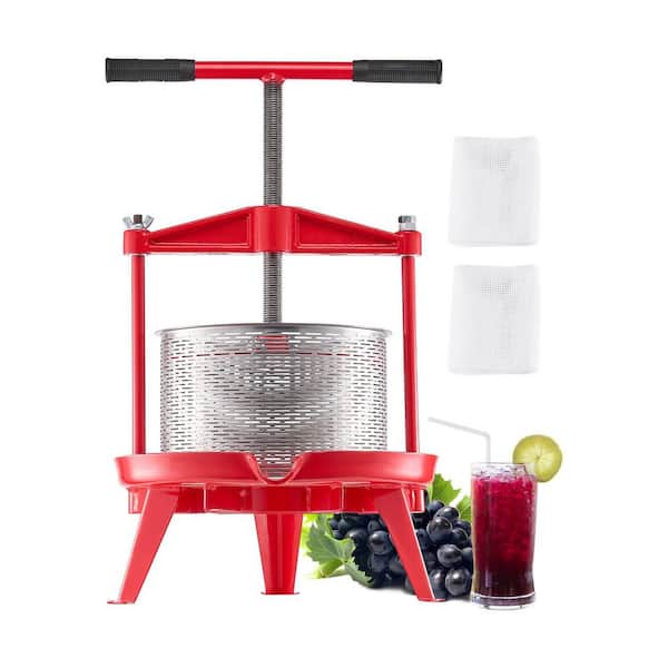 2.38 Gal. Fruit Wine Press, Stainless Steel Basket with Cross-beam and Triangular Structure, Manual Juice Maker for Home