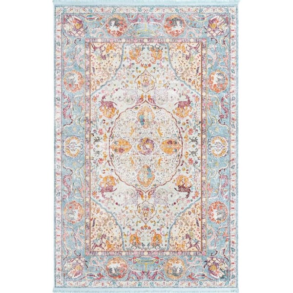 Unique Loom Baracoa Rumba Light Blue 5' 5 x 8' 0 Area Rug