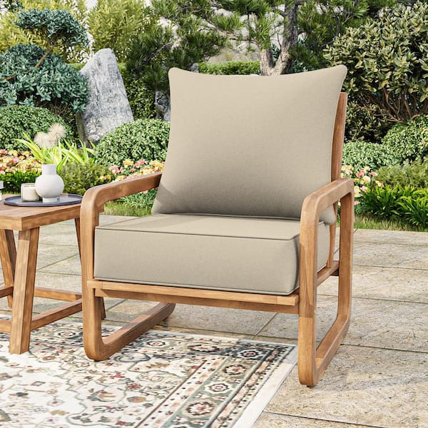 24 in. x 24 in. Deep Seat Outdoor Lounge Cushion with Backrest, Premium Waterproof Patio Furniture Cushions Cream