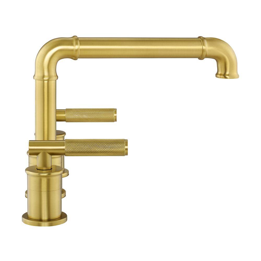 Avallon Brushed Gold 8-inch Widespread Sleek Handle Bathroom Faucet