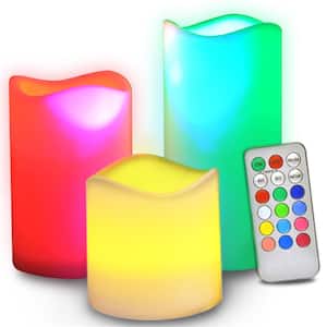 Multi Colors Flameless Candles with Remote, Battery Powered LED Pillars Candle with Remote Control and Timer Function