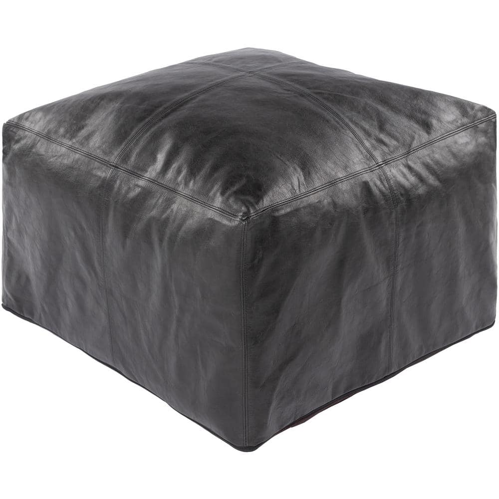 Artistic Weavers Cleyera Solid Black Leather Rectangle Accent Pouf