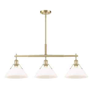 Orwell 100-Watt 3-Light Brushed Champagne Bronze and Opal Glass Linear Pendant Light