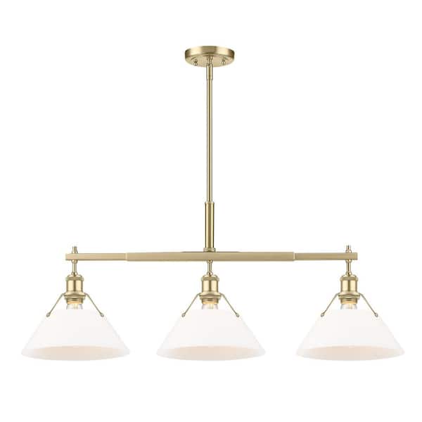 Golden Lighting Orwell 100-Watt 3-Light Brushed Champagne Bronze and Opal Glass Linear Pendant Light