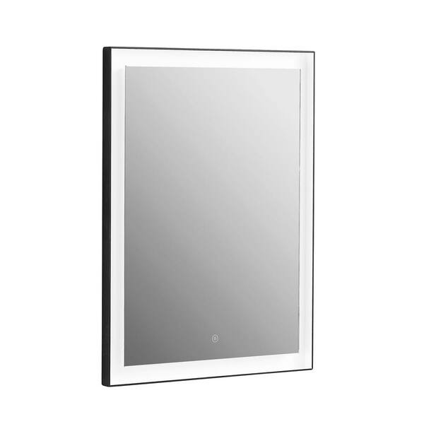 matrix decor 24 in. x 32 in. Framed Single Rectangle Bathroom LED Mirror with Warm and Cool Color Temperature in Aluminum
