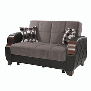 Estrella Collection Convertible 62 in. Gray Chenille 2-Seat Loveseat with Storage