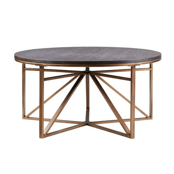 Madison Park Kayden 34 in. Antique Bronze Round Wood Coffee Table