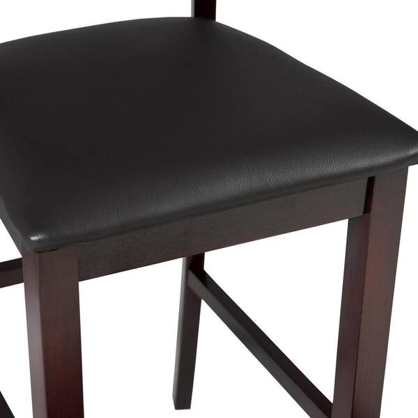 Bar Stool With Padded Faux Leather Seat, Metal Ladder Back Bar Stool 31 Black