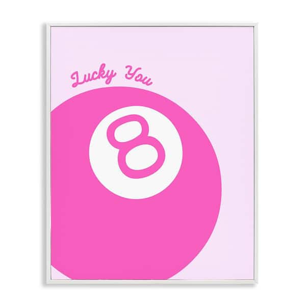 Stupell Industries Lucky You 8-Ball by House of Lulu White Framed Typography Giclee Art Print 14 in. x 11 in.