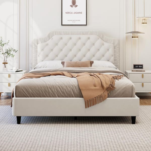 Amazon.com: Keyluv Upholstered Platform Bed Frame with