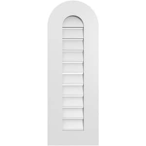 12 in. x 34 in. Round Top Surface Mount PVC Gable Vent: Functional with Standard Frame