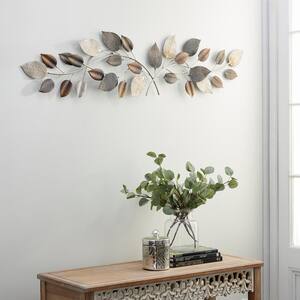 Metal Bronze Long Textured Leaf Wall Decor with Multiple Shades