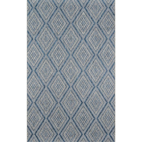 Momeni Lake Palace Rajastan Weekend Blue 5 ft. 3 in. x 7 ft. 6 in. Indoor Outdoor Rug