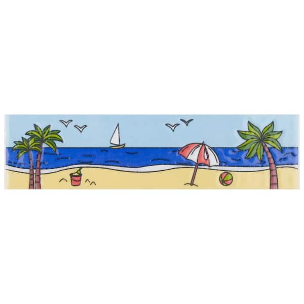 Captain Beachy 2 in. x 7-7/8 in. Glossy Ceramic Wall Tile Trim (3.94 sq. ft./Pack)