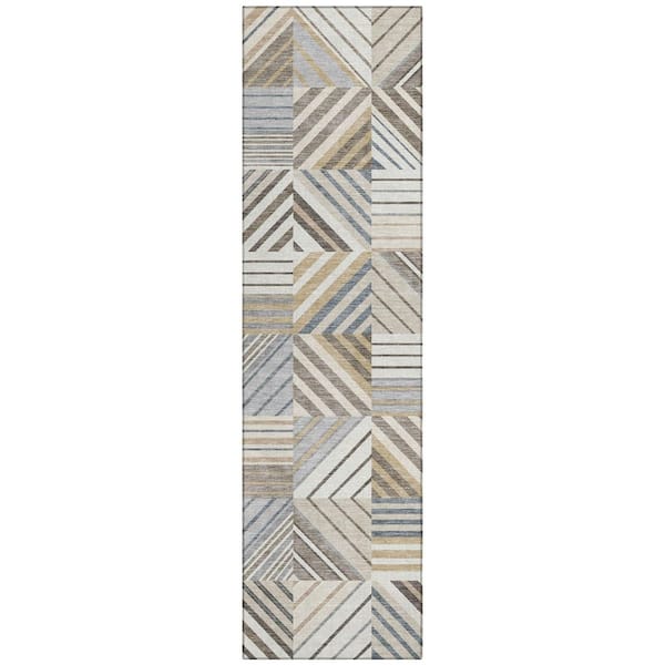 Chantille Machine Washable Indoor/Outdoor Abstract ACN2399 Ivory 2 ft. x 7 ft. Runner Rug