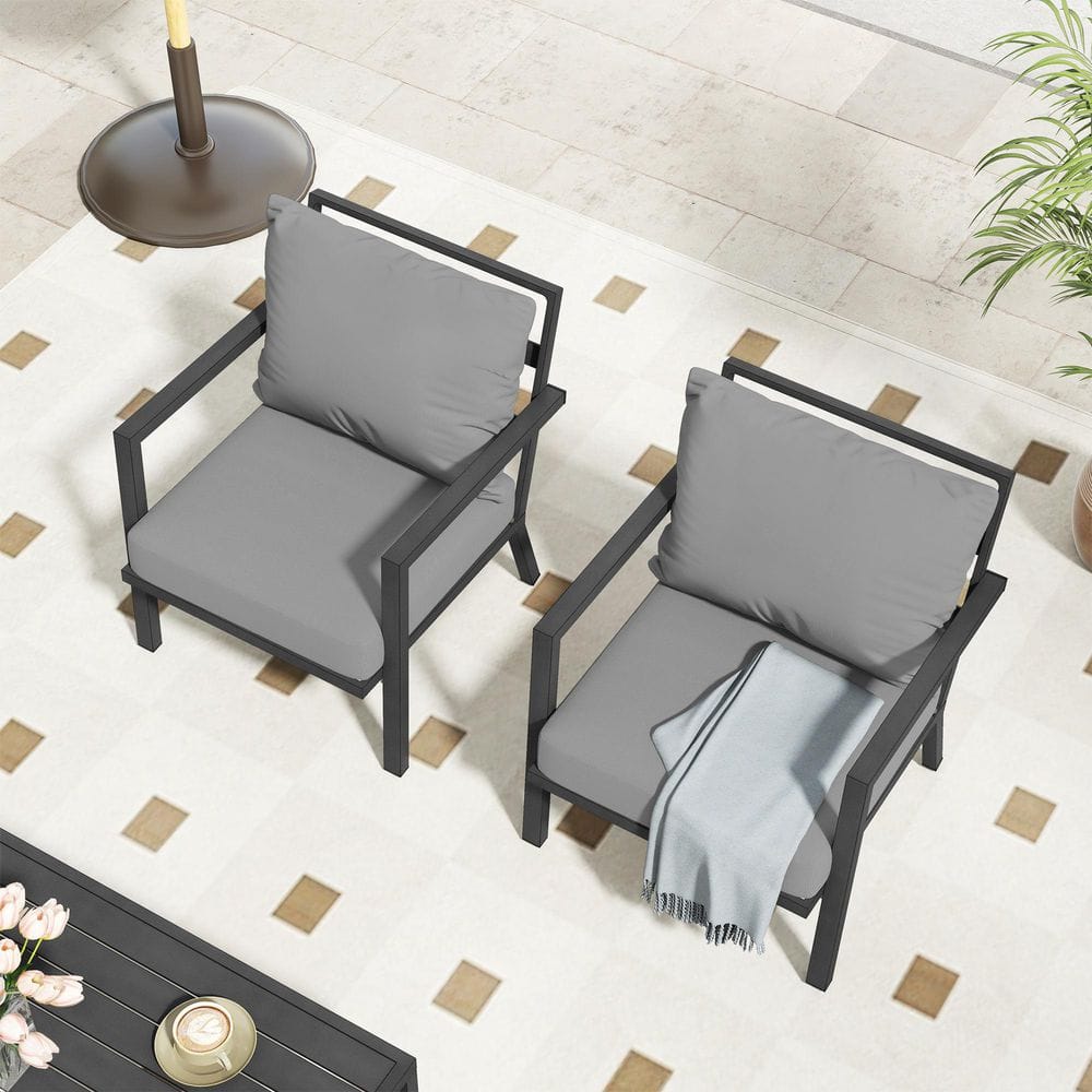 MornLift 2-Piece Aluminum Outdoor Sofa Chair with Gray Cushions price history on PriceWatchPro